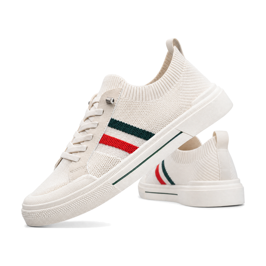 Men's Beige Knit Slip-On Casual Sneakers