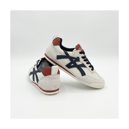 Men's Beige, Olive and Cream Mesh Retro Trainer Sneakers