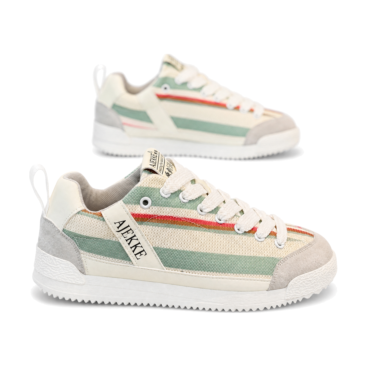 Men's Beige Sage and Coral Retro Sneakers