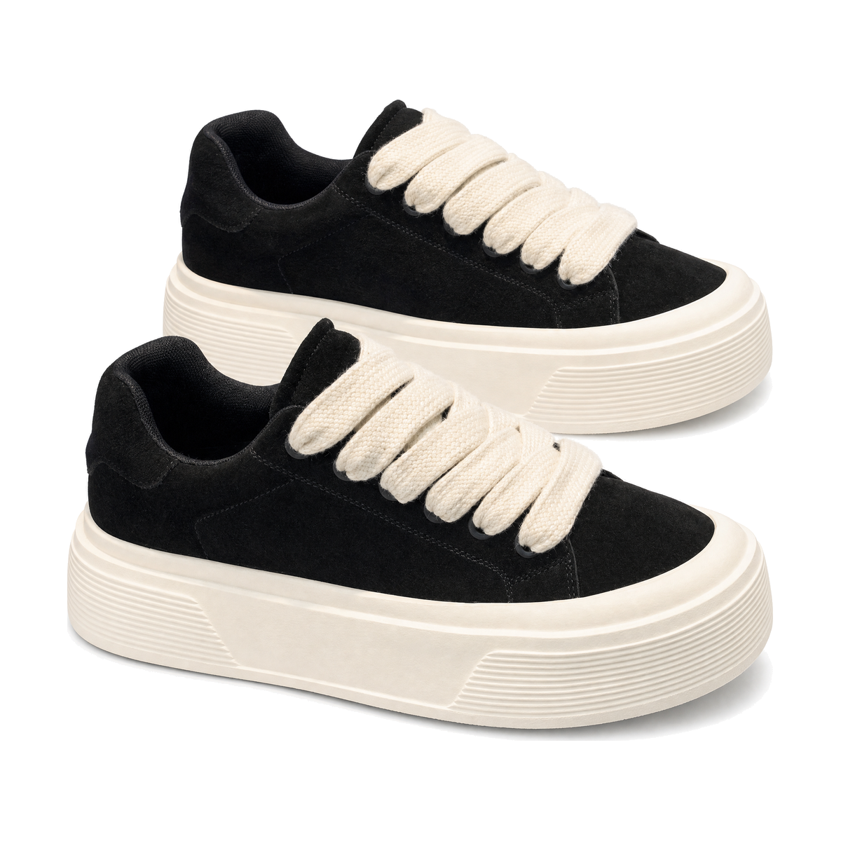 Men's Black and Cream Platform Canvas Sneakers