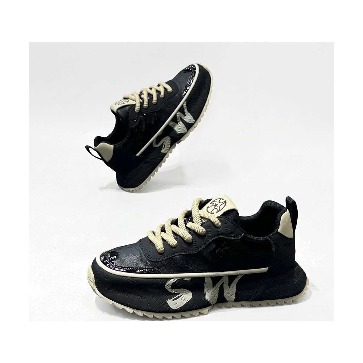 Men's Black, Gray and Navy Platform Casual Sneakers