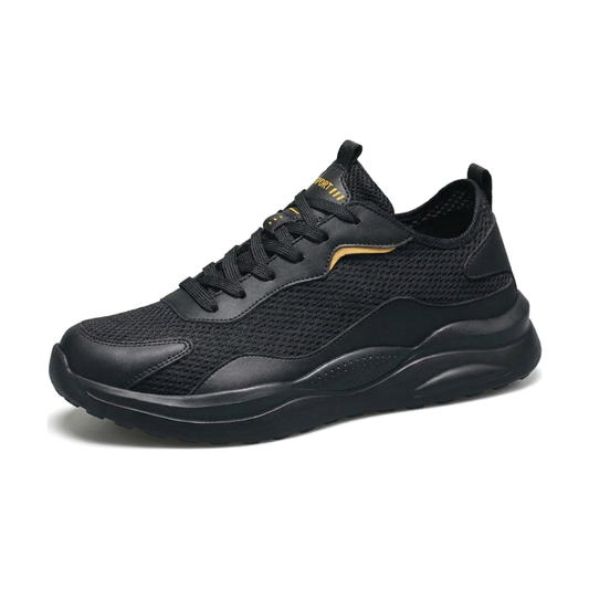 Men's Black, Navy and Gray Mesh Running Sneakers