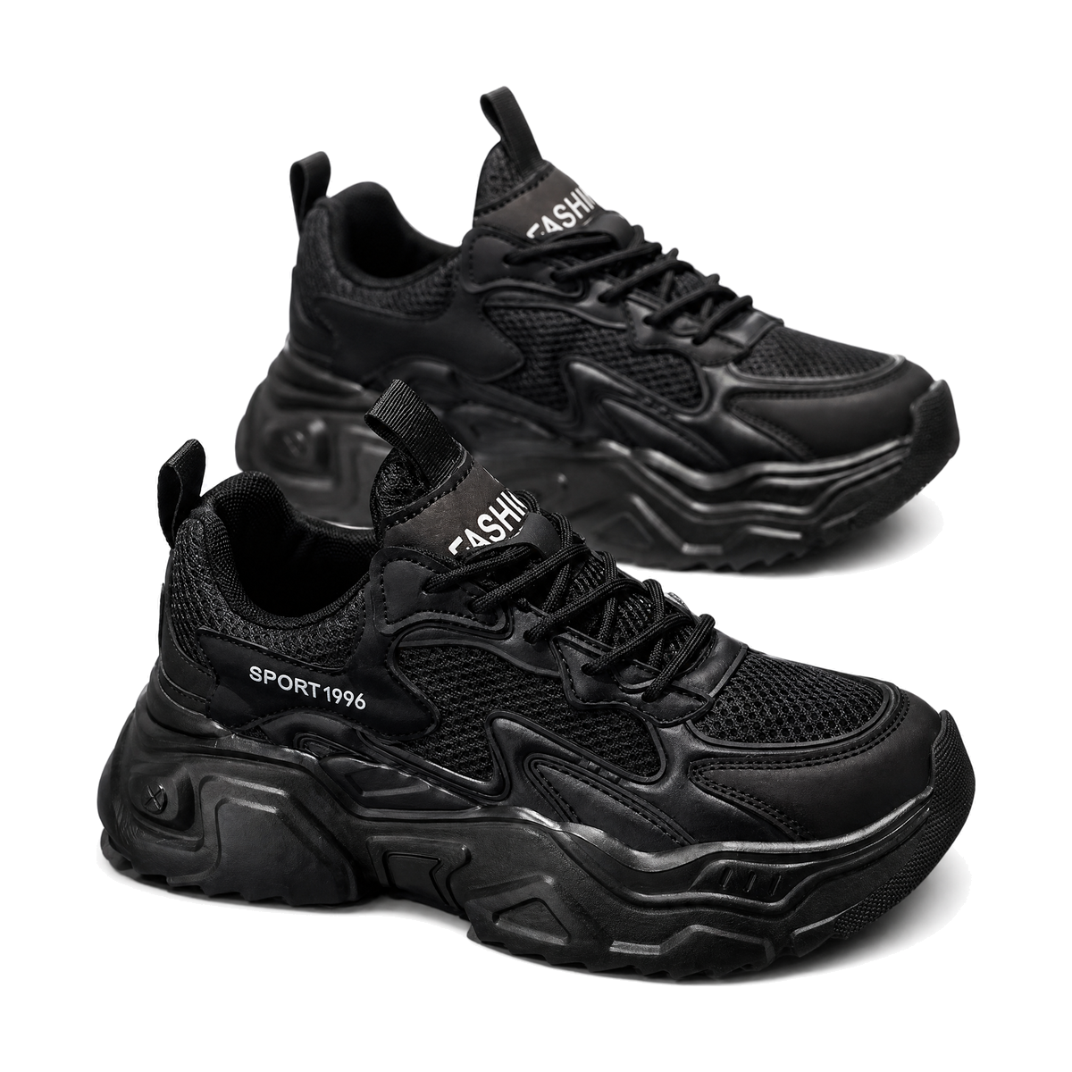 Men's Black, Navy and Silver Mesh Platform Casual Sneakers