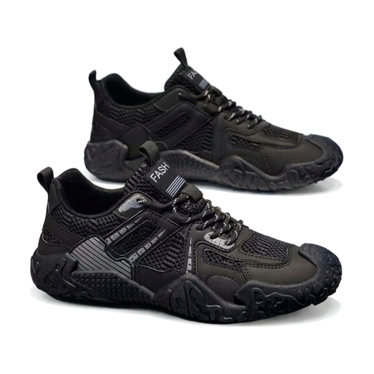 Men's Black, Silver and Navy Mesh Casual Sneakers