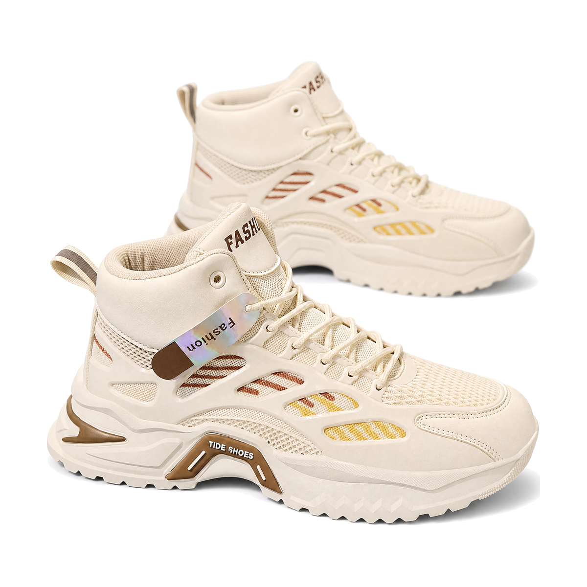 Men's Cream High-Top Athletic Sneakers