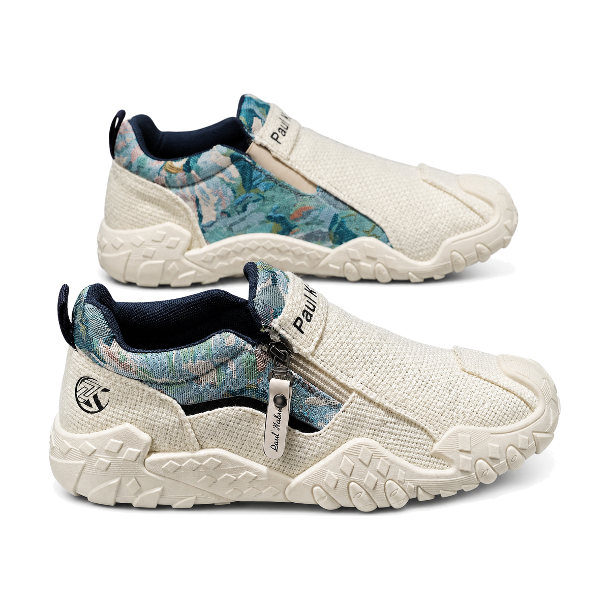 Men's Gray and Aqua Slip-On Outdoor Sneakers
