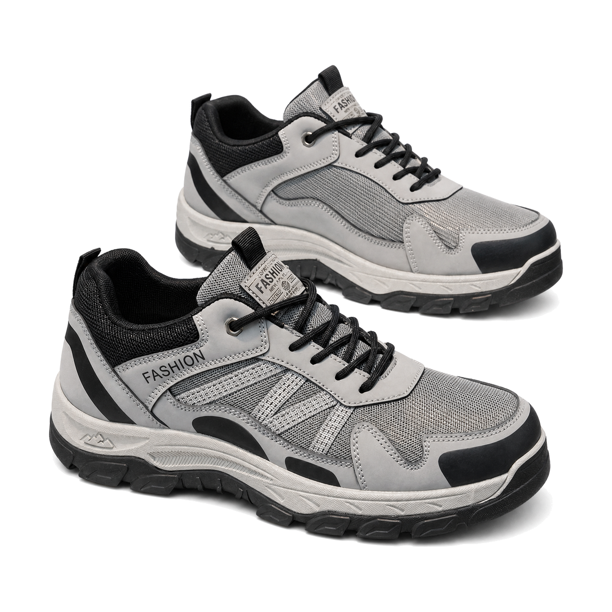 Men's Gray and Black Outdoor Walking Sneakers