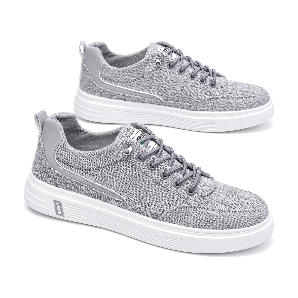 Men's Gray Knit Platform Canvas Sneakers