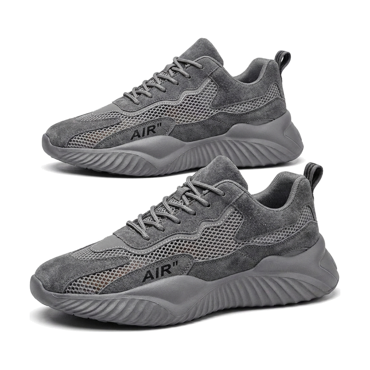 Men's Gray, Purple and Beige Mesh Casual Sneakers