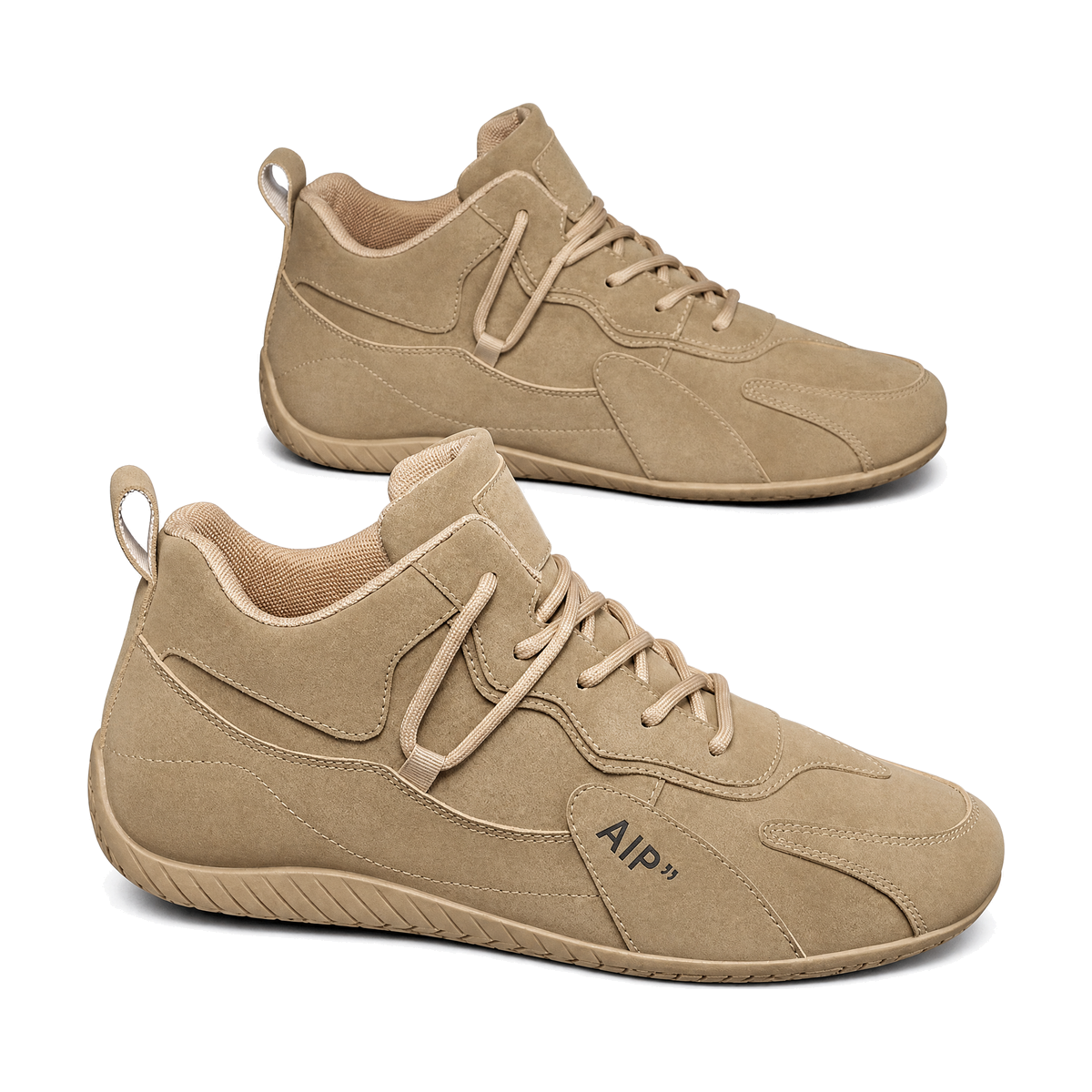 Men's Monochrome Tan High-Top Casual Sneakers