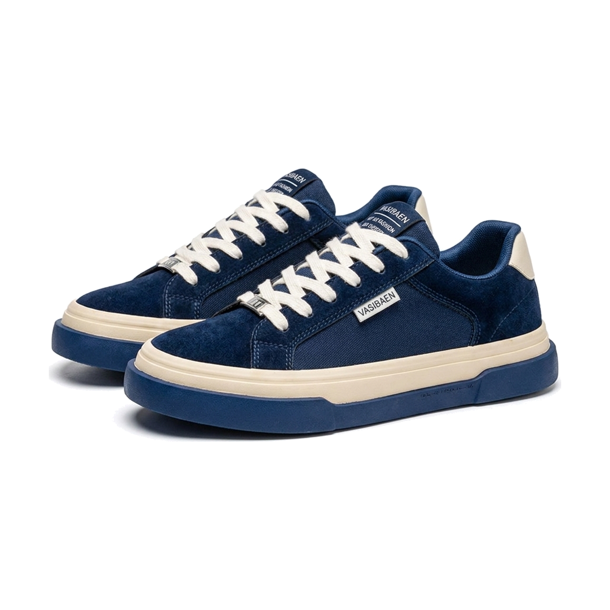 Men's Navy, Black and Cream Canvas Sneakers