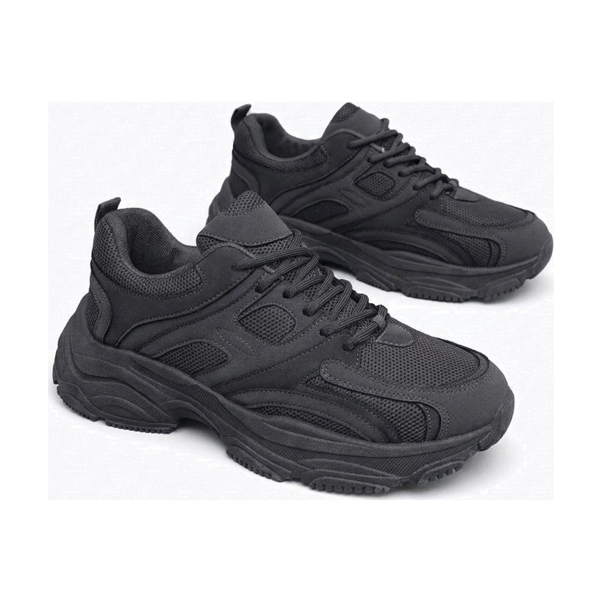 Men's Navy, Black and Green Mesh Platform Casual Sneakers