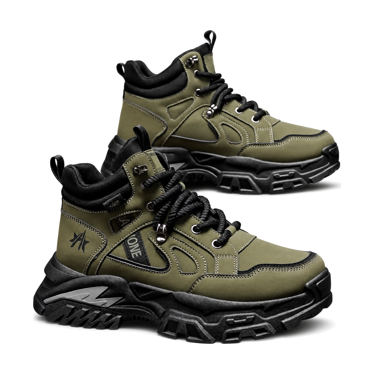 Men's Olive and Black Rugged Outdoor Sneakers