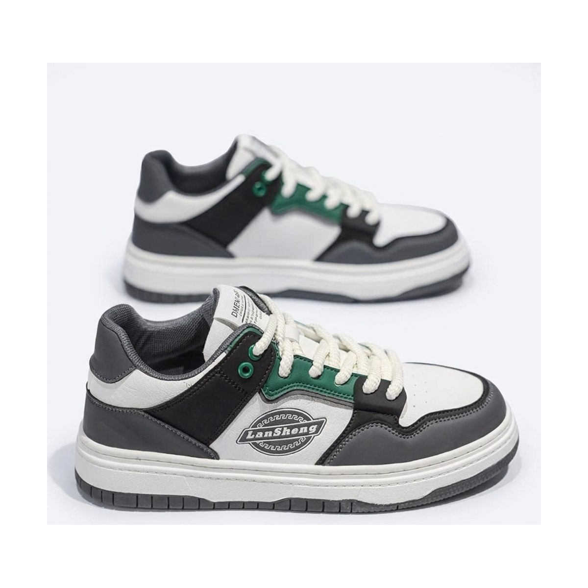 Men's Olive, Beige and Brown Platform Retro Trainer Sneakers