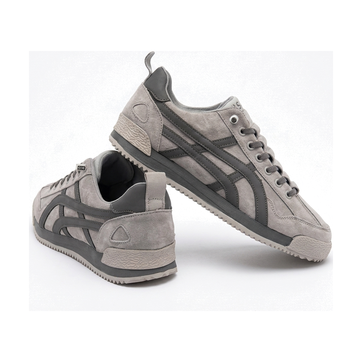 Men's Olive, Beige and Navy Retro Trainer Sneakers