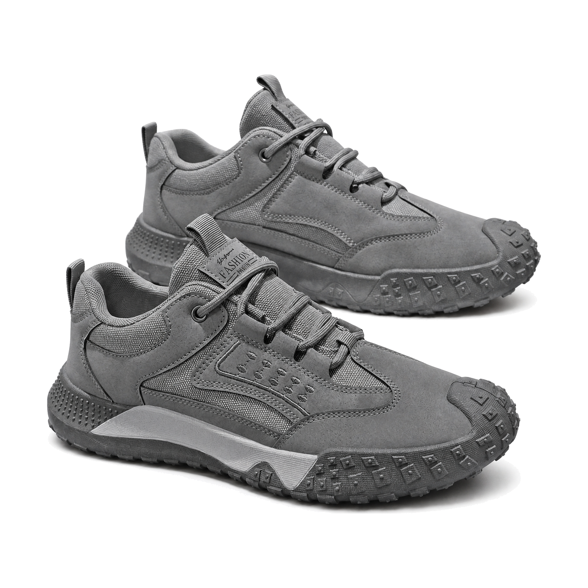Men's Olive, Gray and Silver Outdoor Walking Sneakers