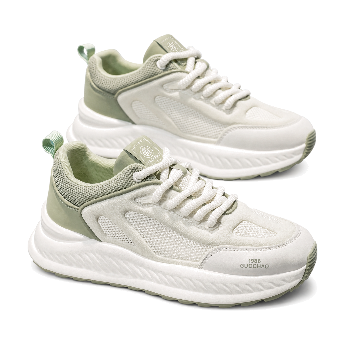 Men's Sage Green Mesh Platform Sneakers