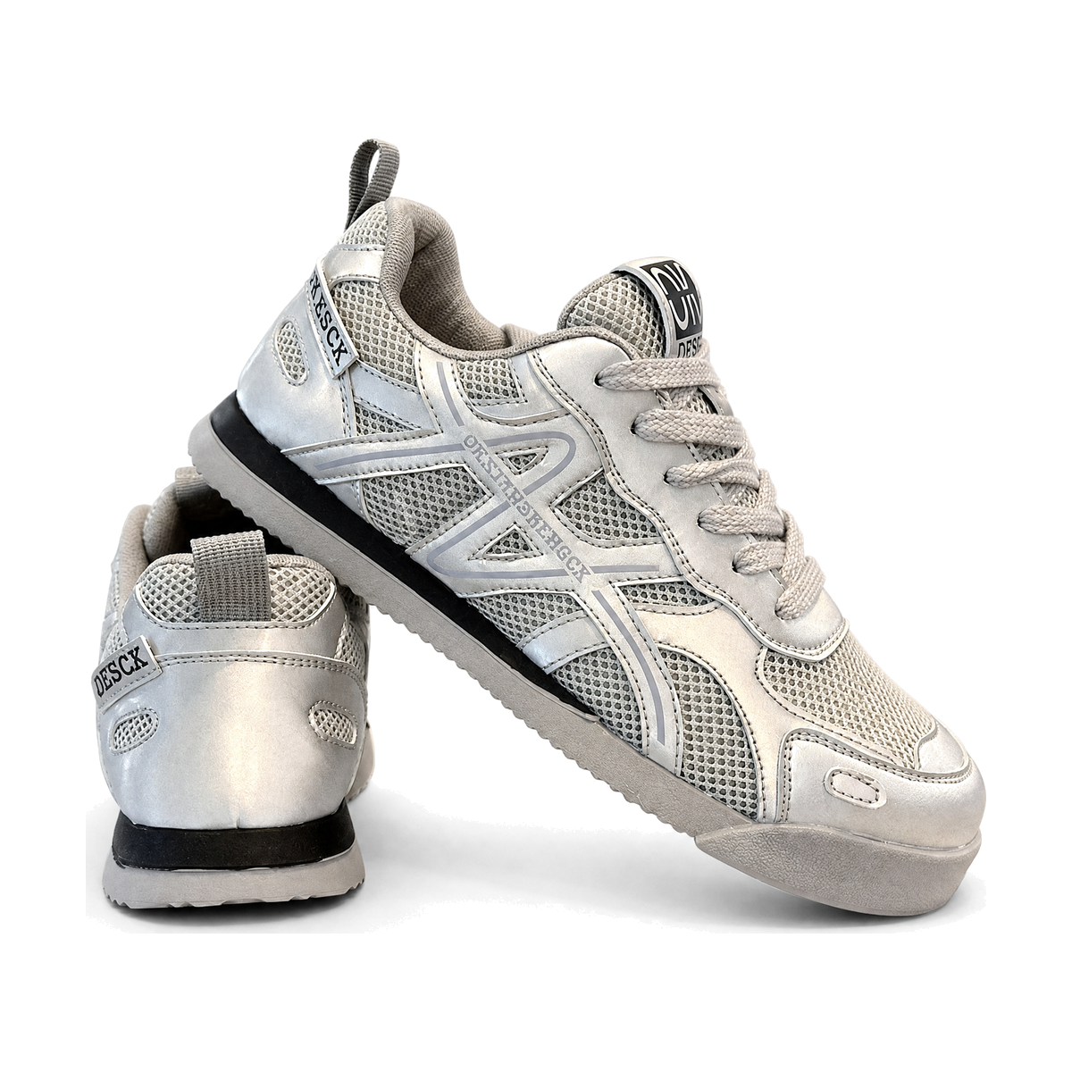 Men's Silver Mesh Retro Running Sneakers