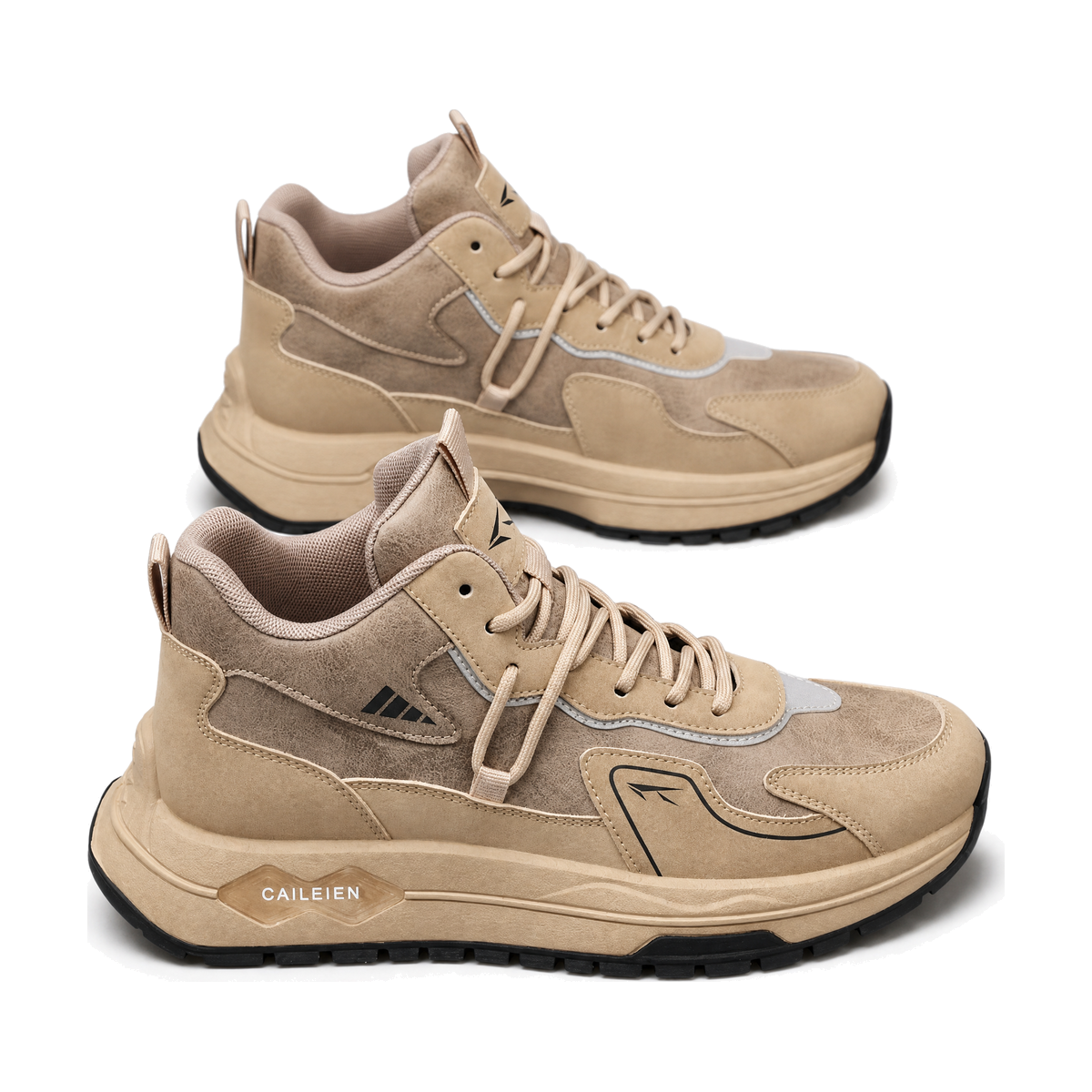 Men's Tan Chunky Platform Running Sneakers