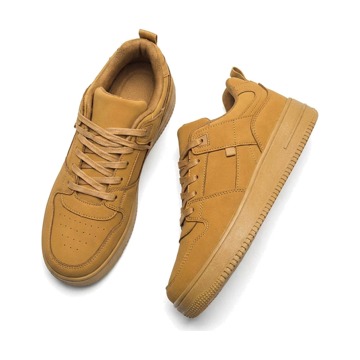 Men's Tan, Silver and Brown Platform Retro Retro Trainer Sneakers
