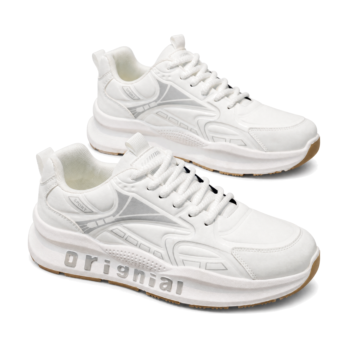Men's Triple White Chunky Platform Sneakers
