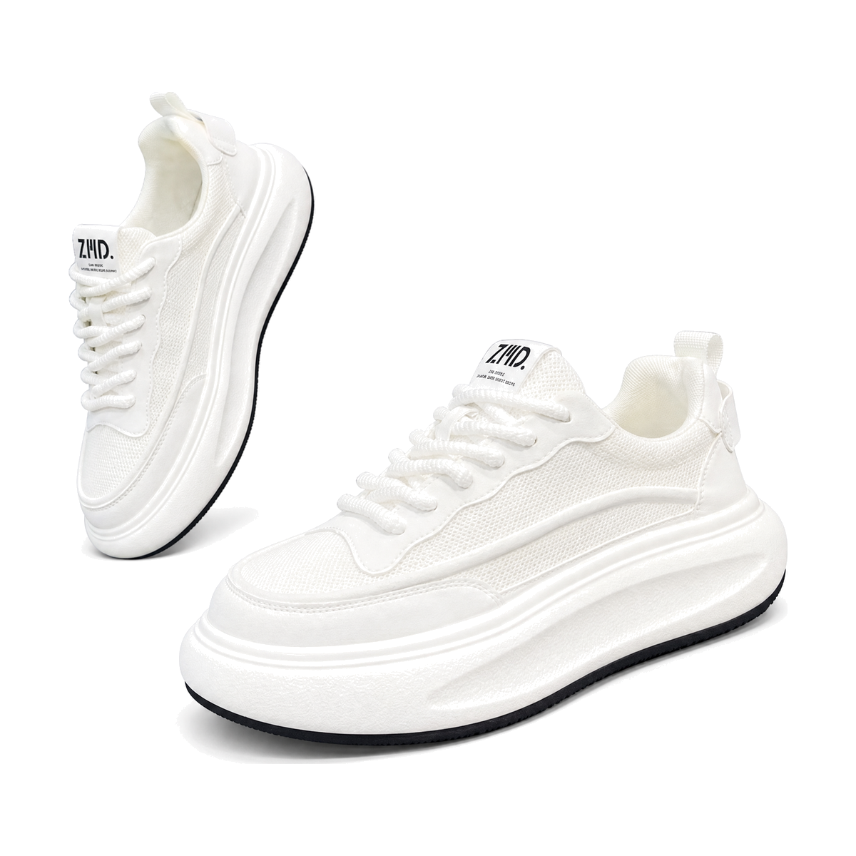 Men's Triple White Mesh Platform Sneakers