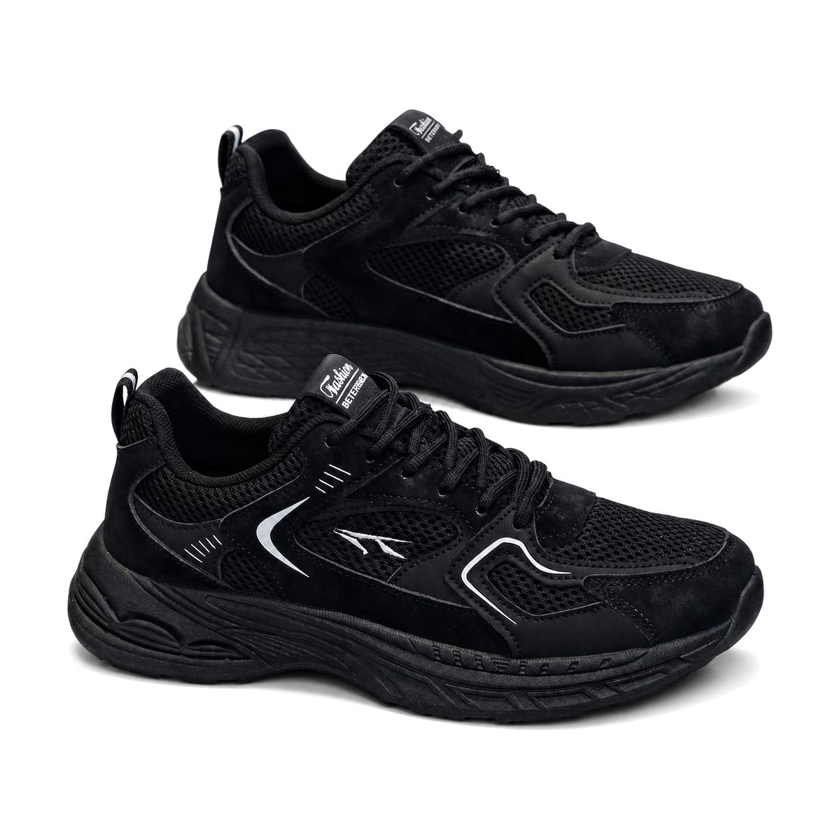 Men's White, Black and Navy Mesh Retro Running Sneakers