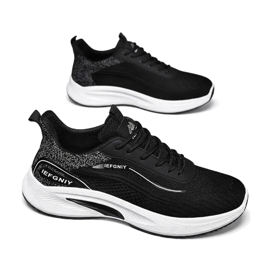 Men's White, Black and Navy Mesh Running Sneakers