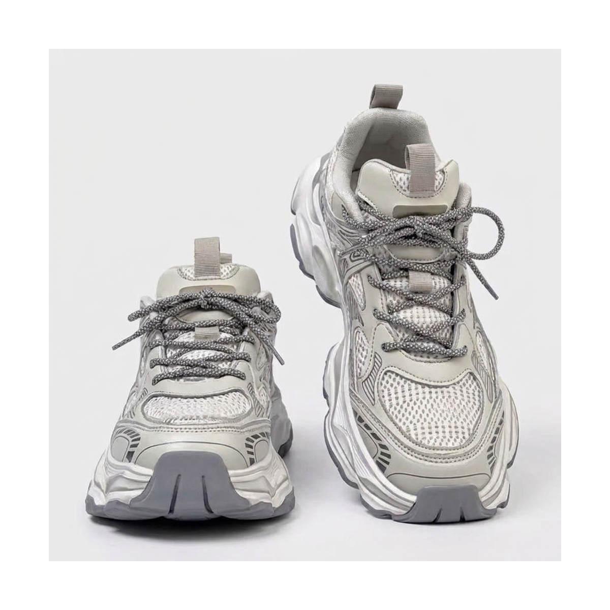 Men's White, Black and Navy Platform Running Sneakers