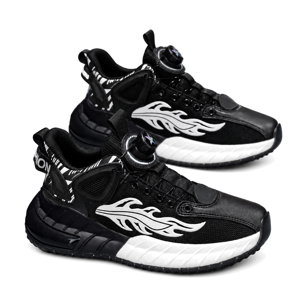 Men's White, Black and Silver Platform Slip-On Sneakers