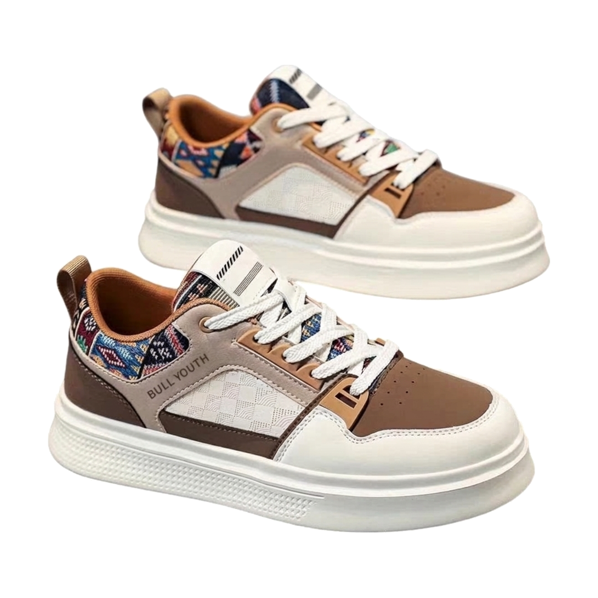 Men's White, Cream and Silver Retro Trainer Sneakers