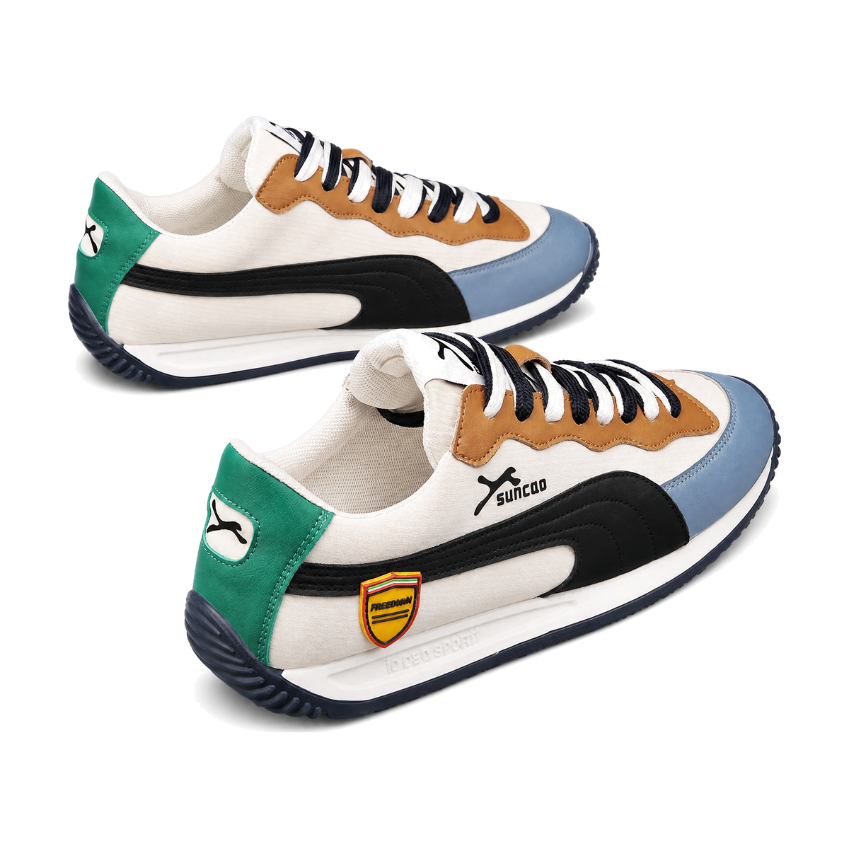 Men's White Multi-Color Retro Low-Top Sneakers