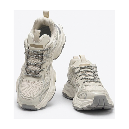 Men's White, Silver and Black Mesh Platform Casual Sneakers