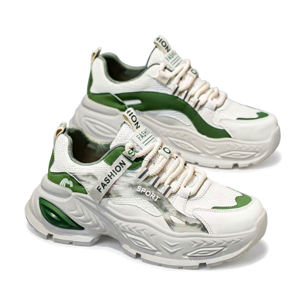 Men's White, Silver and Cream Mesh Platform Casual Sneakers
