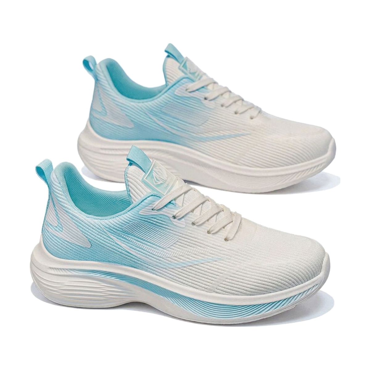 Men's White, Silver and Cream Mesh Platform Running Sneakers